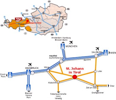 Skijanje Austrija St. Johann karta dolaska